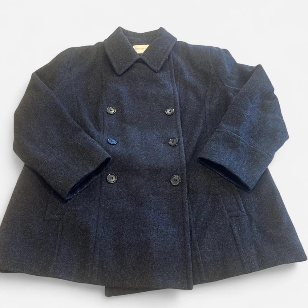 Women's XL Worthington Mid-Length Gray Wool Blend Pea Coat Heavy Buttons Pockets
